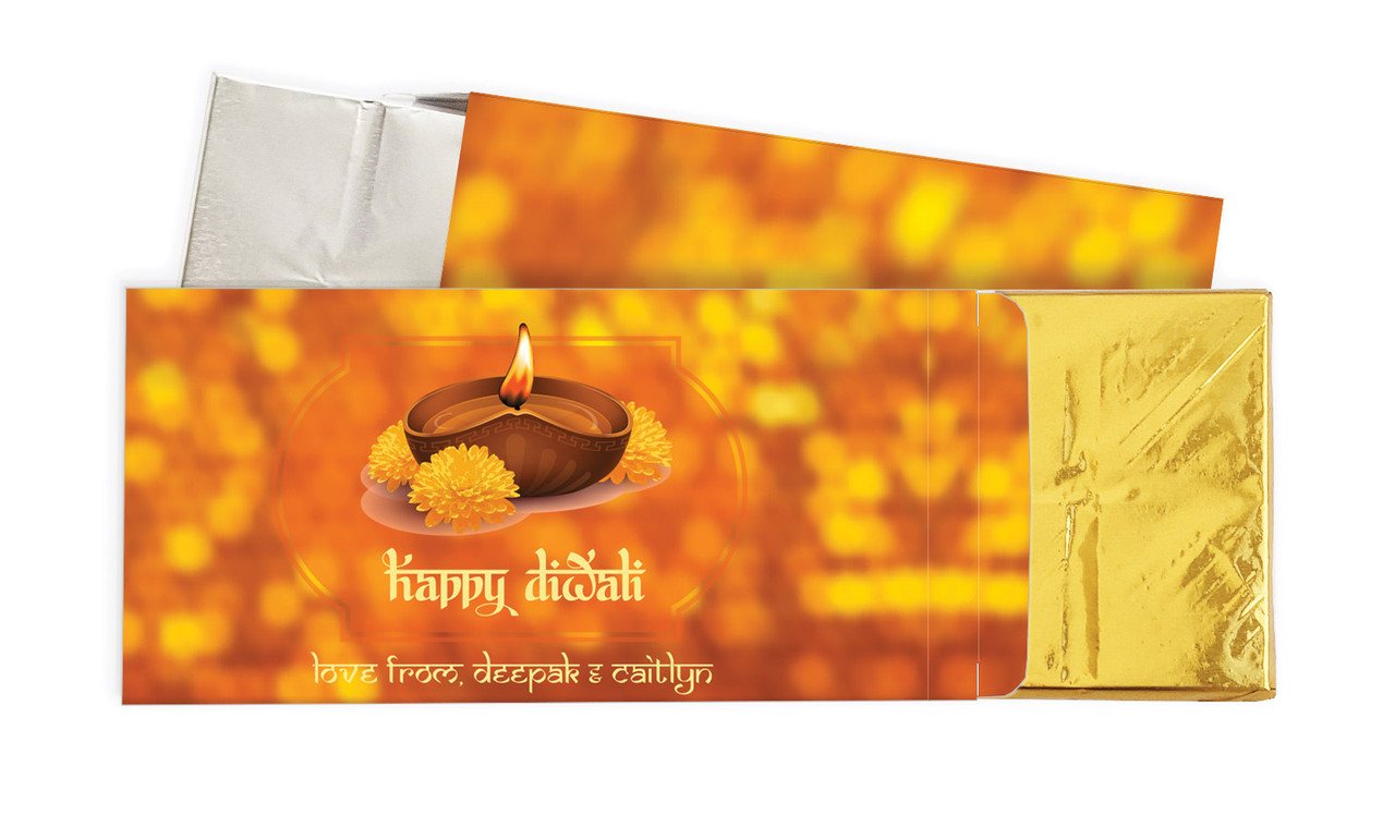 Bokeh Candle Diwali Personalised Chocolate Bar In A Box