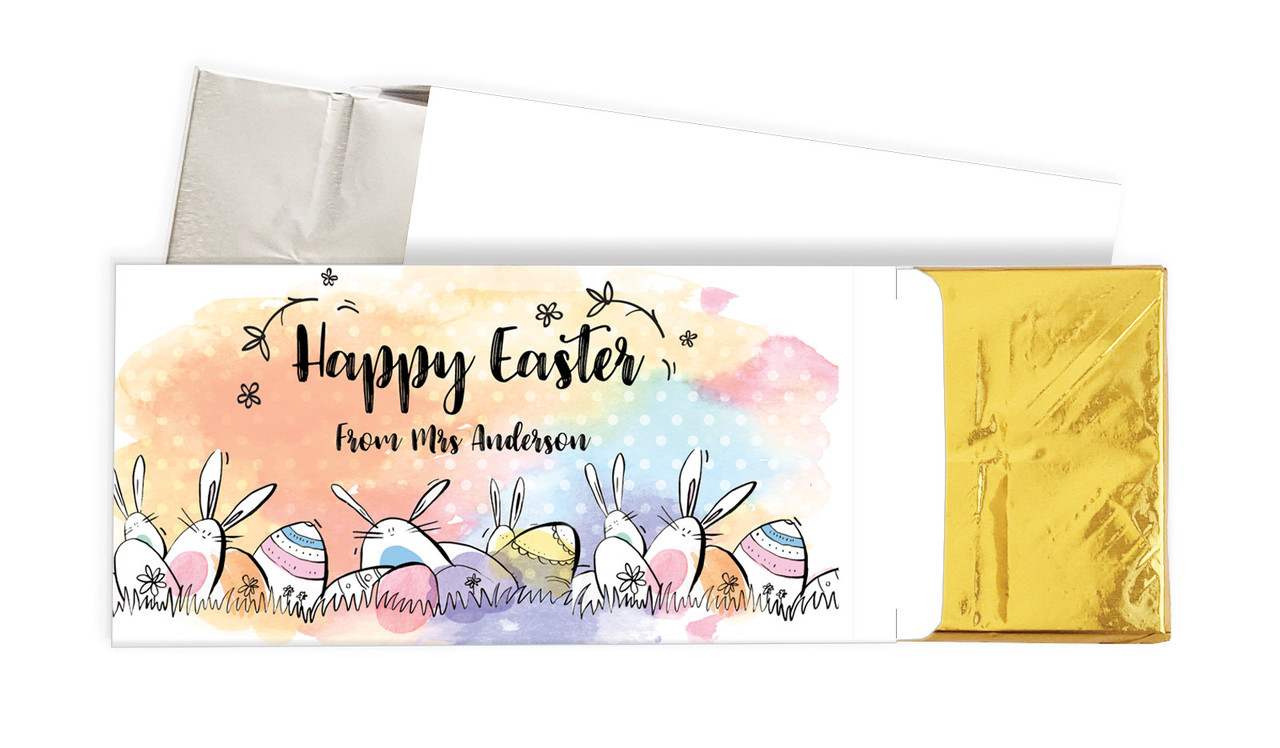 Rainbow Bunnies Personalised Chocolate Bar In A Box