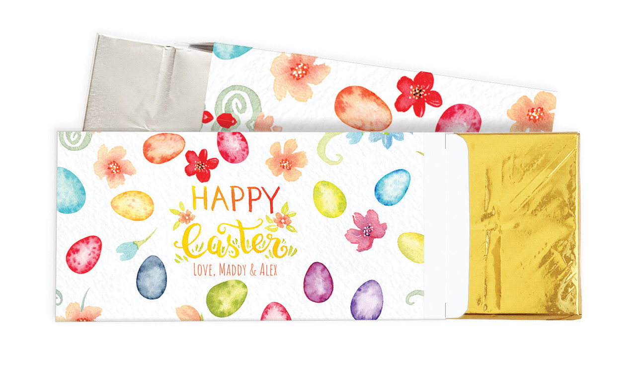 Watercolour Eggs Personalised Chocolate Bar In A Box