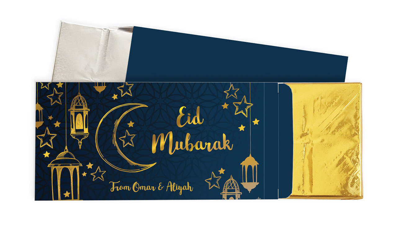 Gold On Navy Personalised Chocolate Bar In A Box
