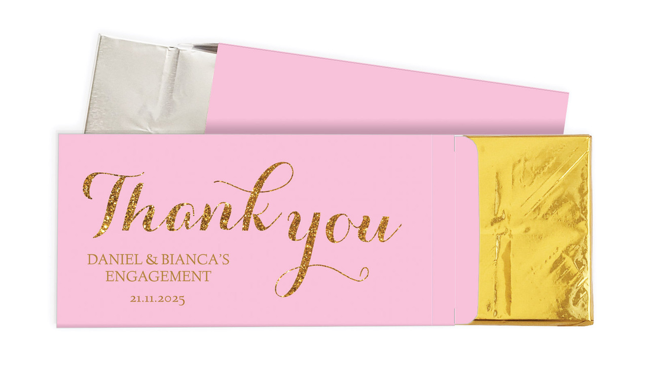 Golden Thank You Engagement Personalised Chocolate Bar In A Box
