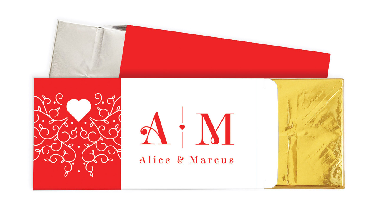 Ornamental Monogram Engagement Personalised Chocolate Bar In A Box