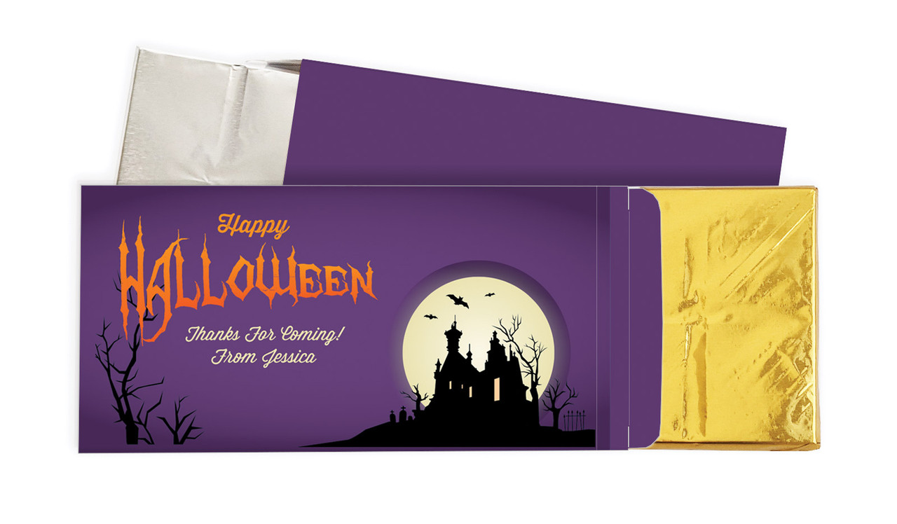 Creepy House Halloween Personalised Chocolate Bar In A Box