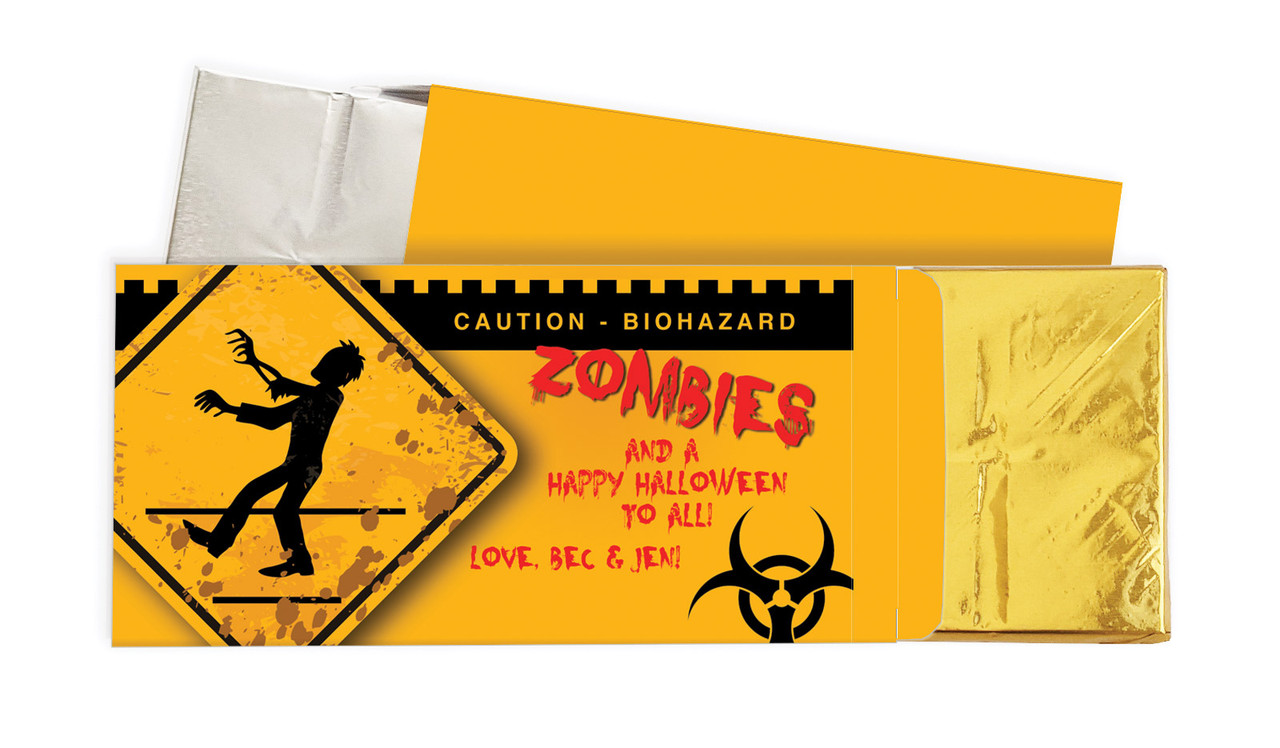 Zombie Apocalypse Halloween Personalised Chocolate Bar In A Box