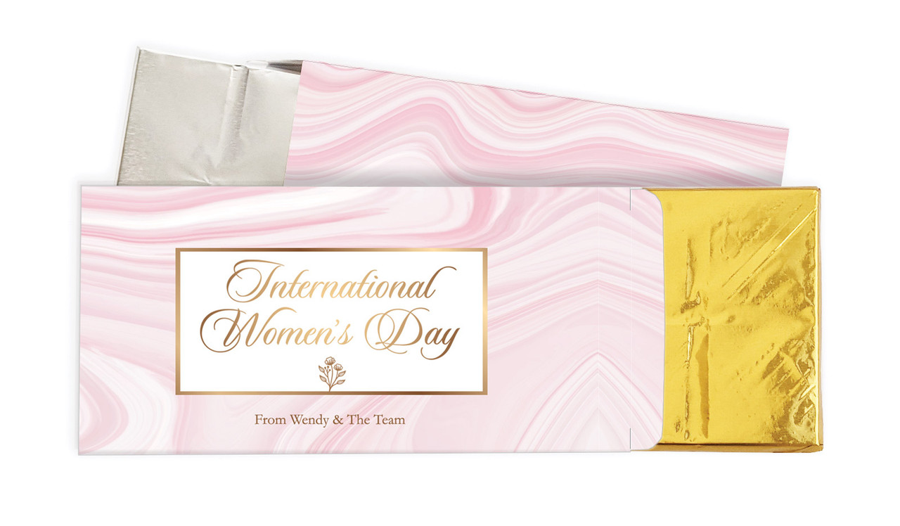 Pink Marble International Womens Day Personalised Chocolate Bar In A Box