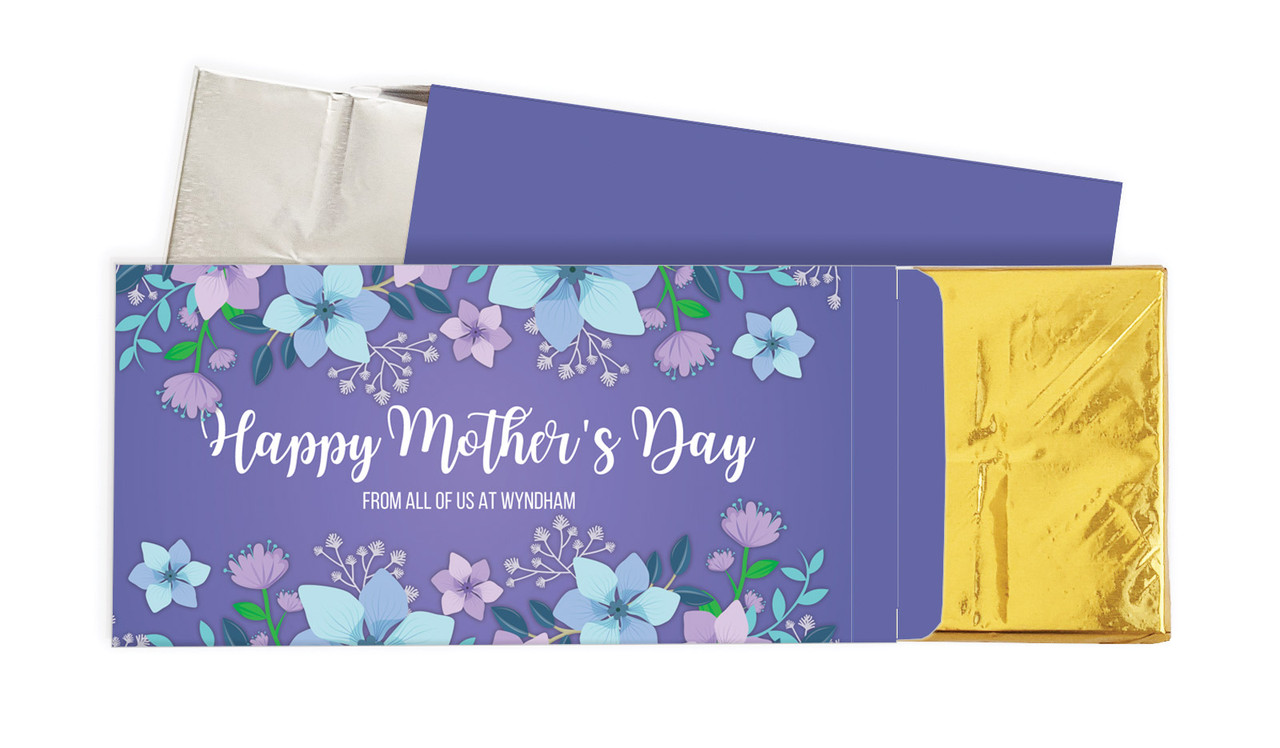 Dusk Flowers Mothers Day Personalised Chocolate Bar In A Box