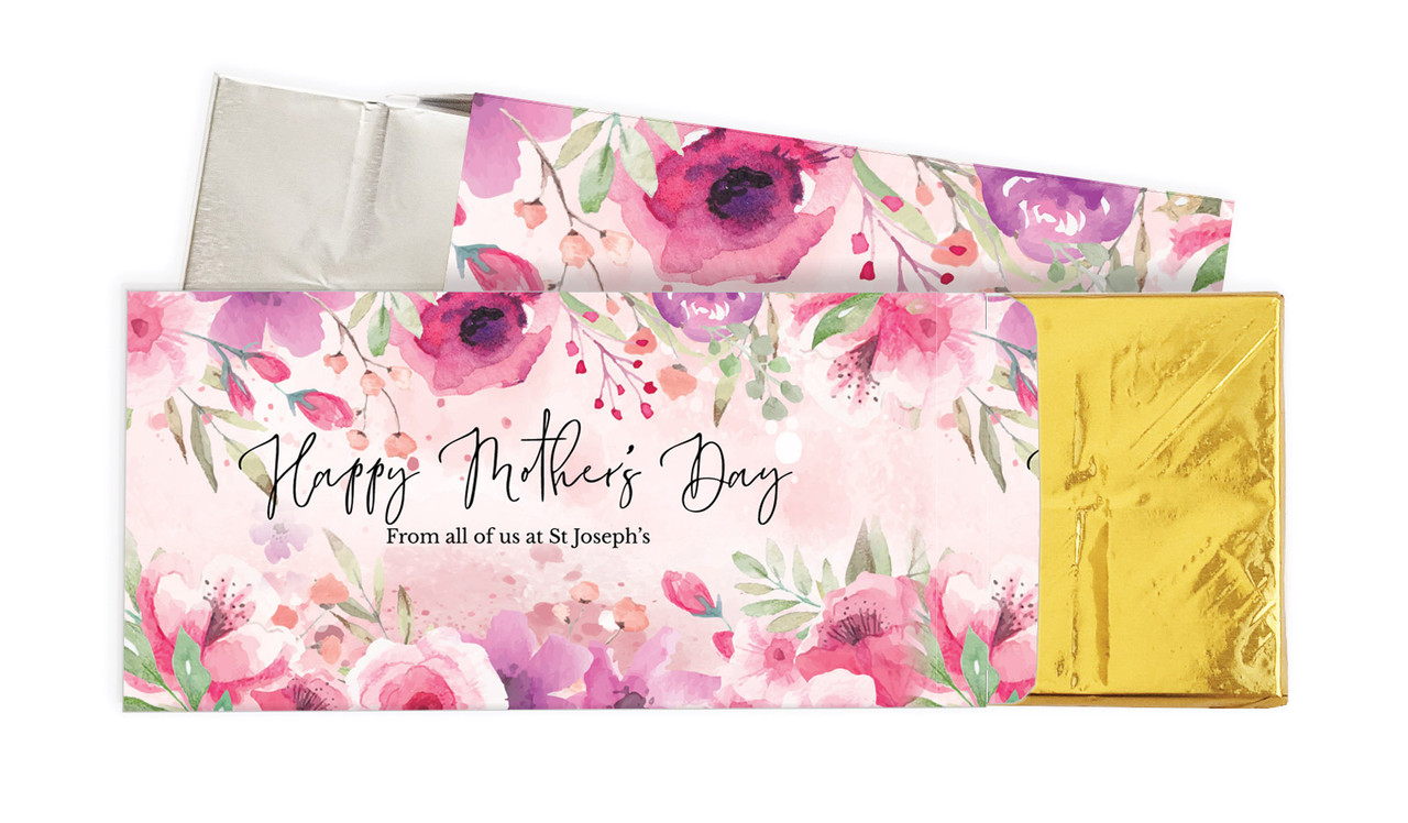 Floral Watercolour Mothers Day Personalised Chocolate Bar In A Box