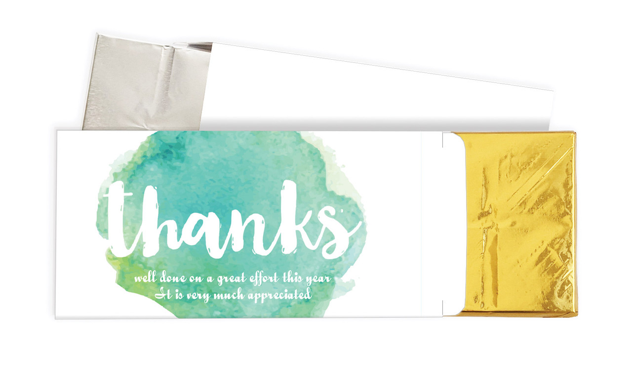 Watercolour Thanks Green Personalised Chocolate Bar In A Box