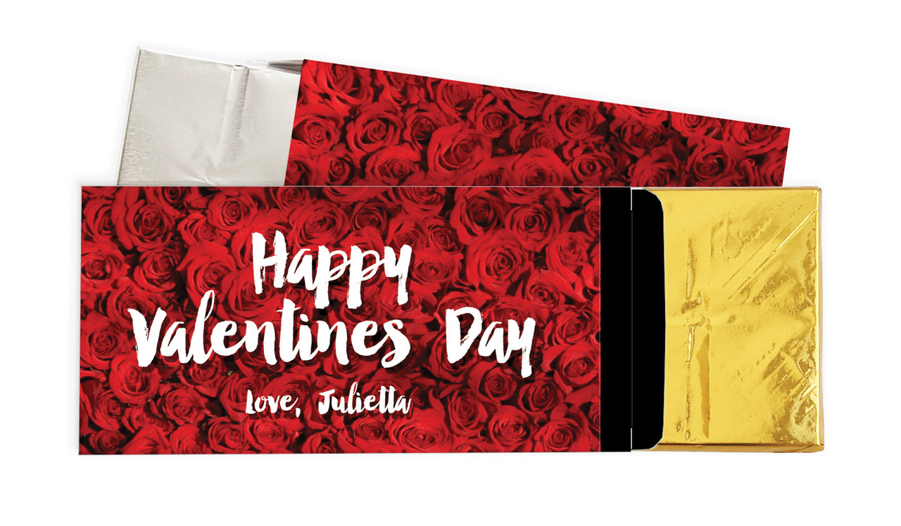 Rose Full Valentines Day Personalised Chocolate Bar In A Box