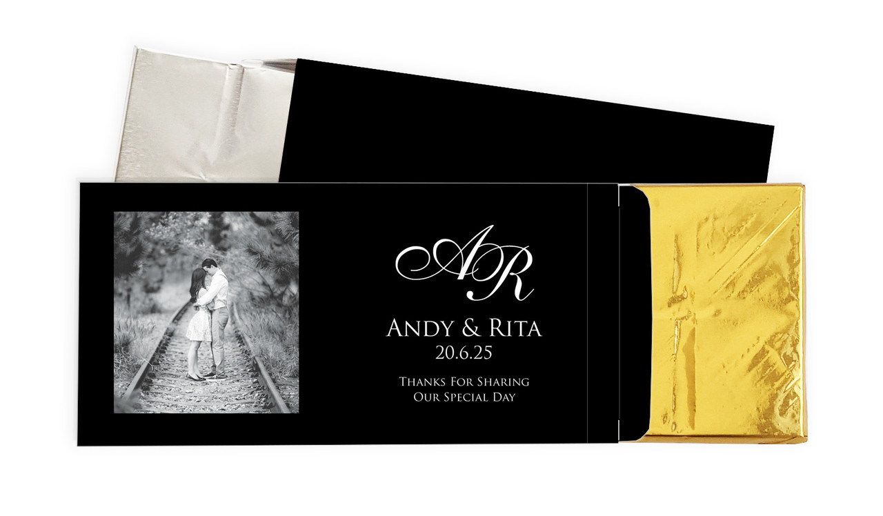 Add A Photo Black Wedding Personalised Chocolate Bar In A Box