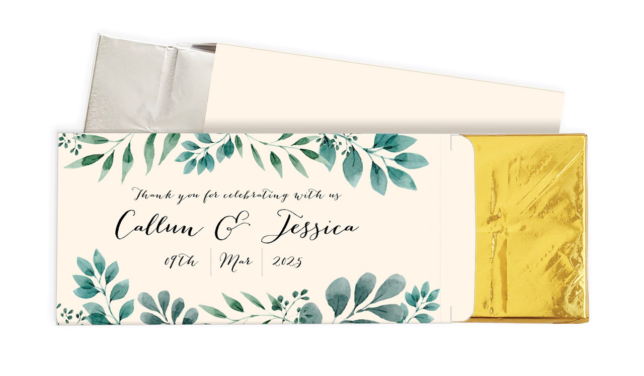 Branches On Cream Wedding Personalised Chocolate Bar In A Box