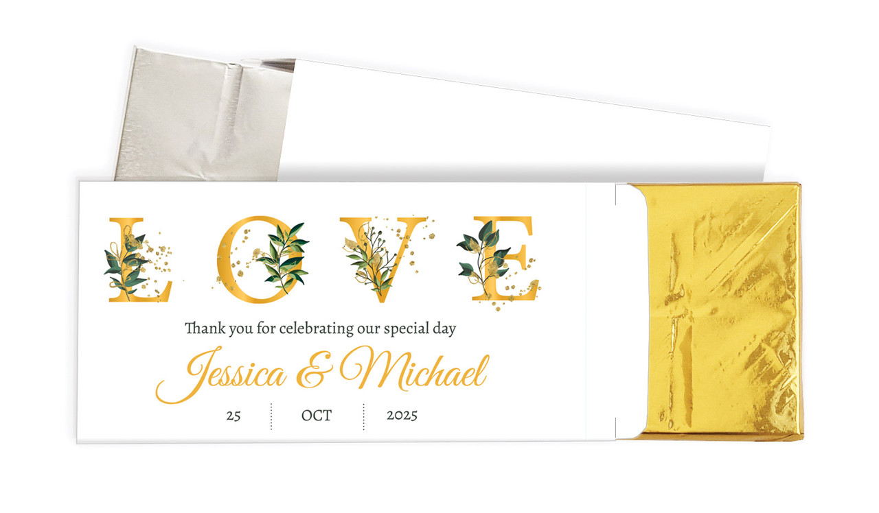 L-O-V-E Flowers Wedding Personalised Chocolate Bar In A Box