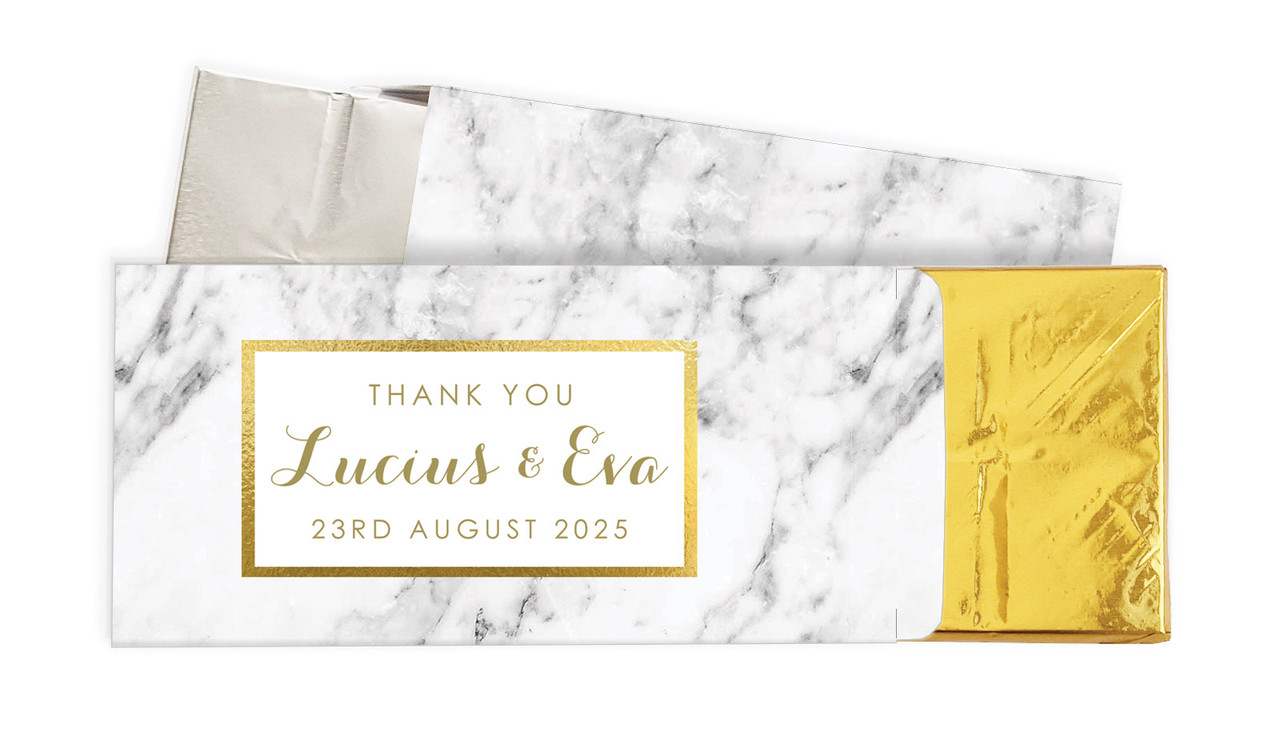 Marble & Gold Wedding Personalised Chocolate Bar In A Box