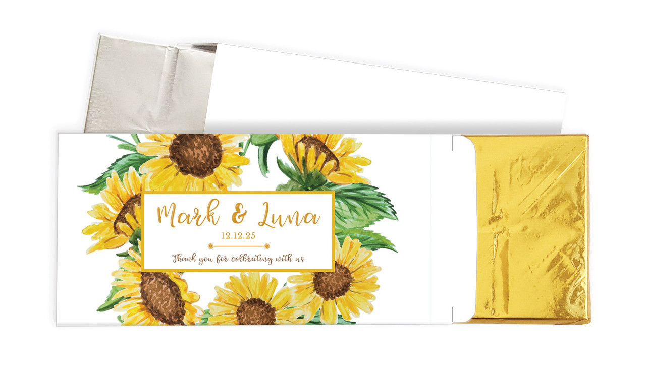 Sunflower Wedding Personalised Chocolate Bar In A Box