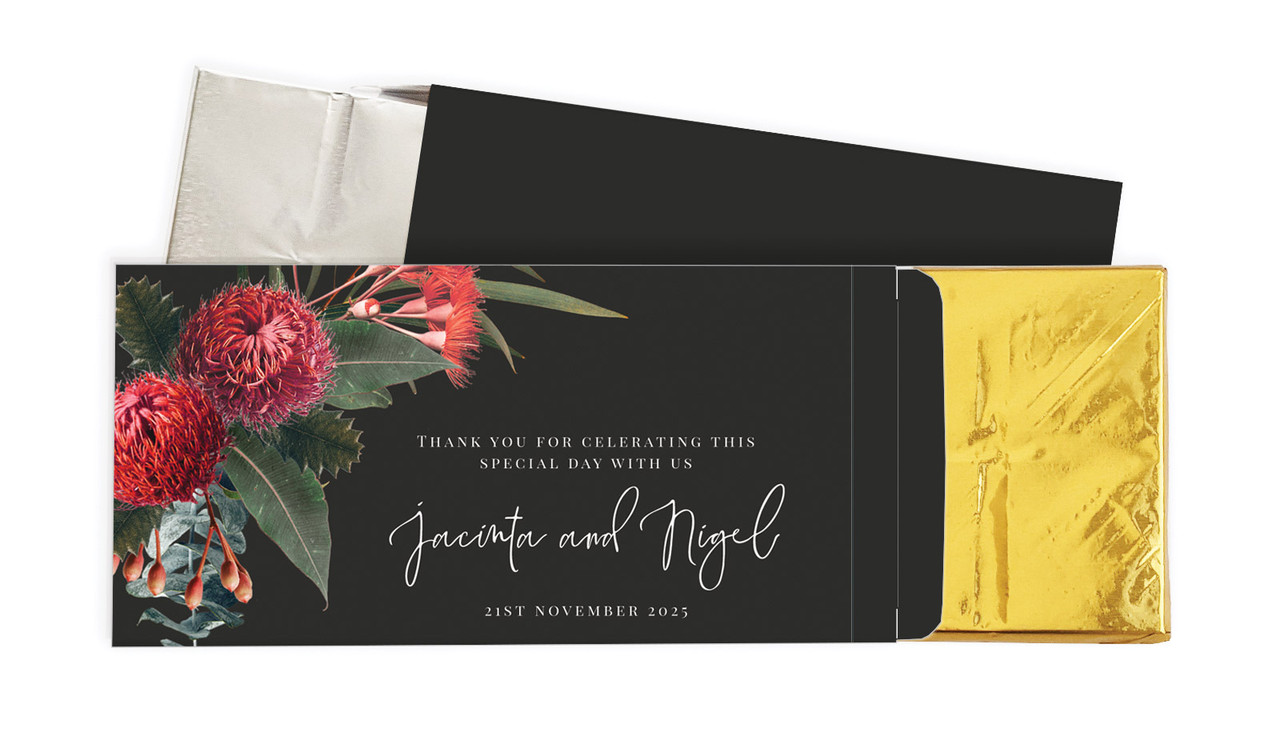 Wild Flowers Dark Wedding Personalised Chocolate Bar In A Box