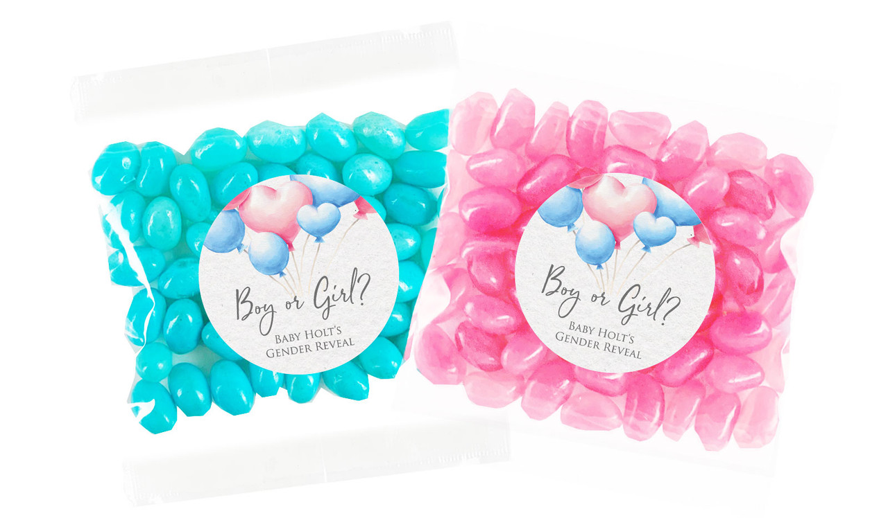 Balloons Gender Reveal Personalised Lolly Bag 55g (Choice Of Filling)