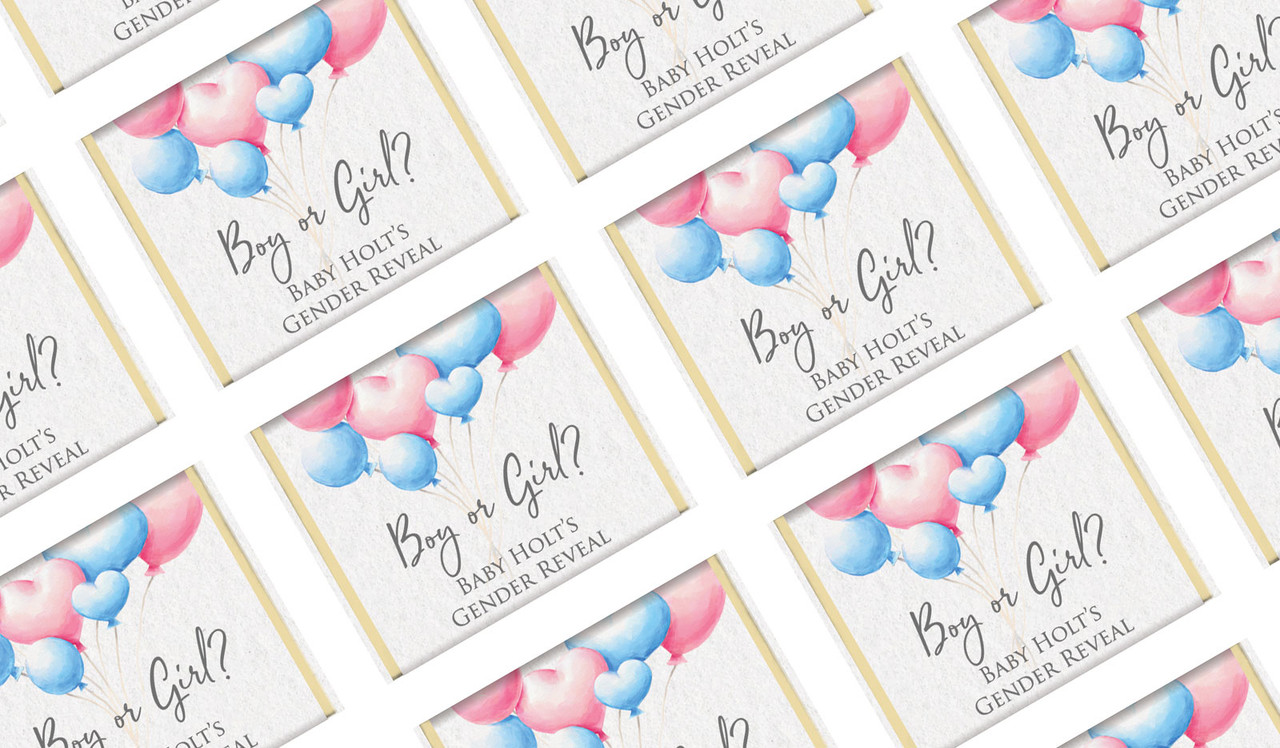 Balloons Gender Reveal Custom Baby Shower Mini Chocolates