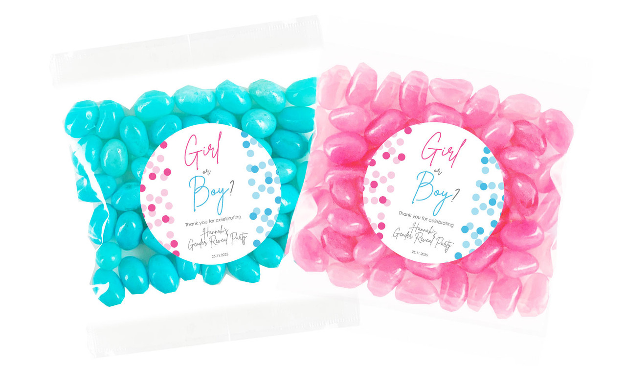 Confetti Gender Reveal Personalised Lolly Bag 55g (Choice Of Filling)