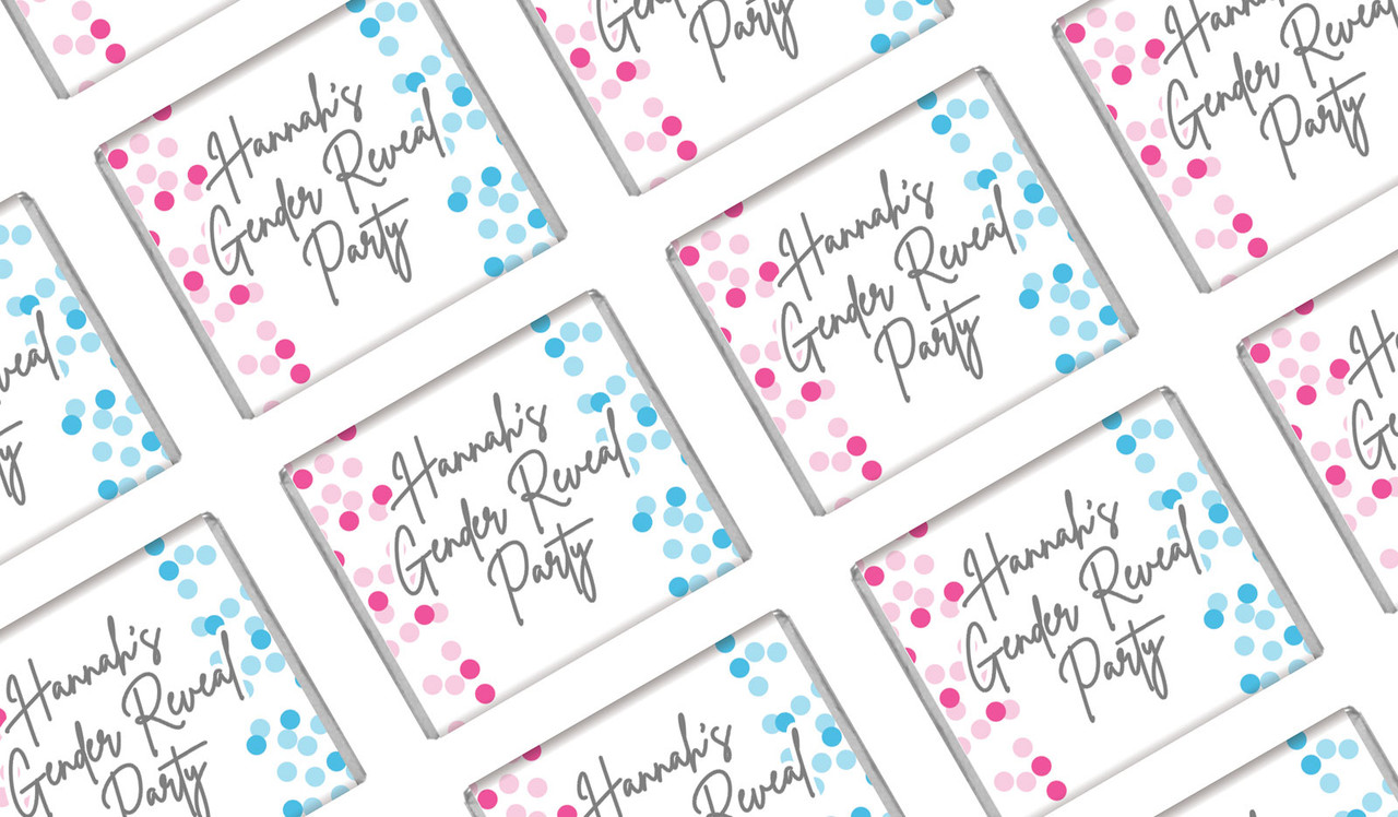 Confetti Gender Reveal Custom Baby Shower Mini Chocolates