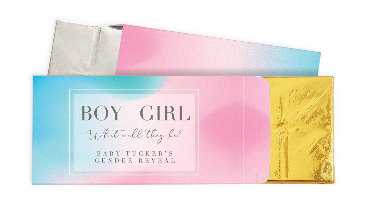 Blended Gender Reveal Personalised Chocolate Bar In A Box