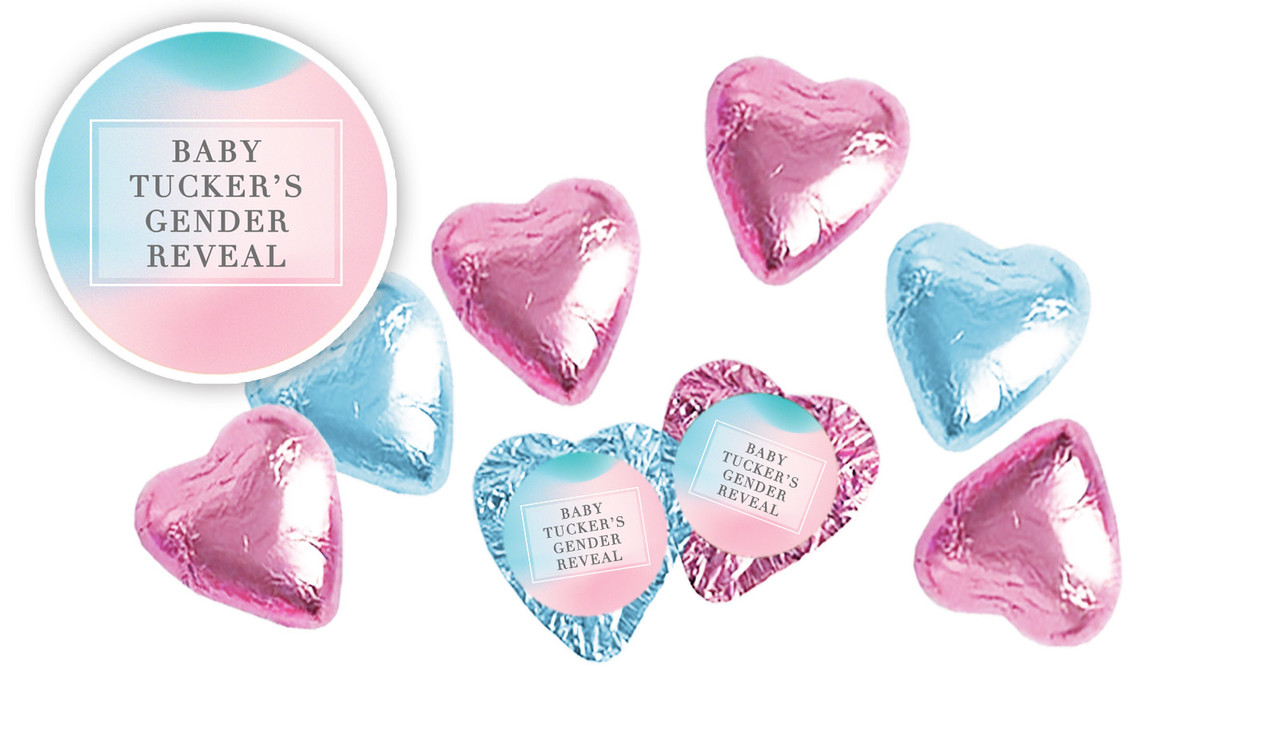 Blended Gender Reveal Personalised Foil Chocolate Hearts