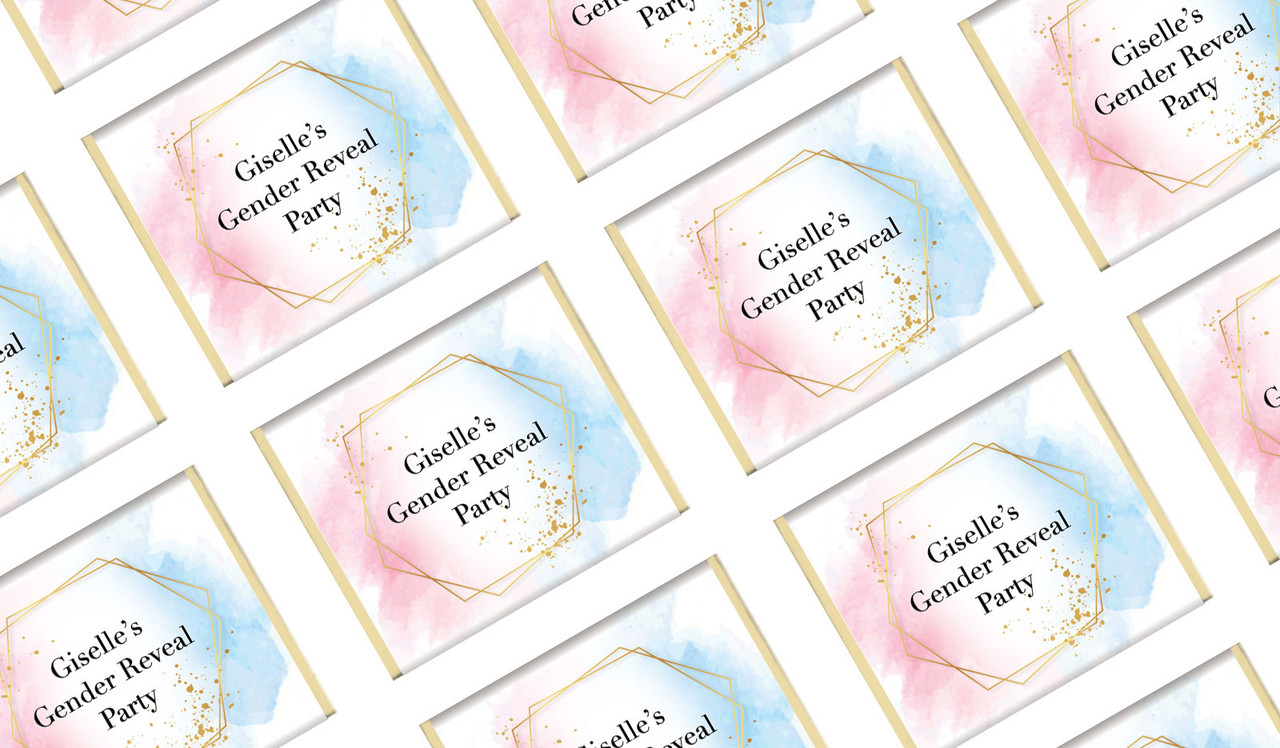 Hexagon Gender Reveal Custom Baby Shower Mini Chocolates