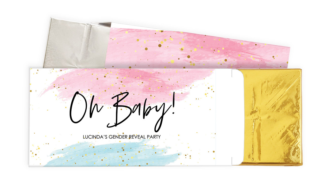 Paint Strokes Gender Reveal Personalised Chocolate Bar In A Box