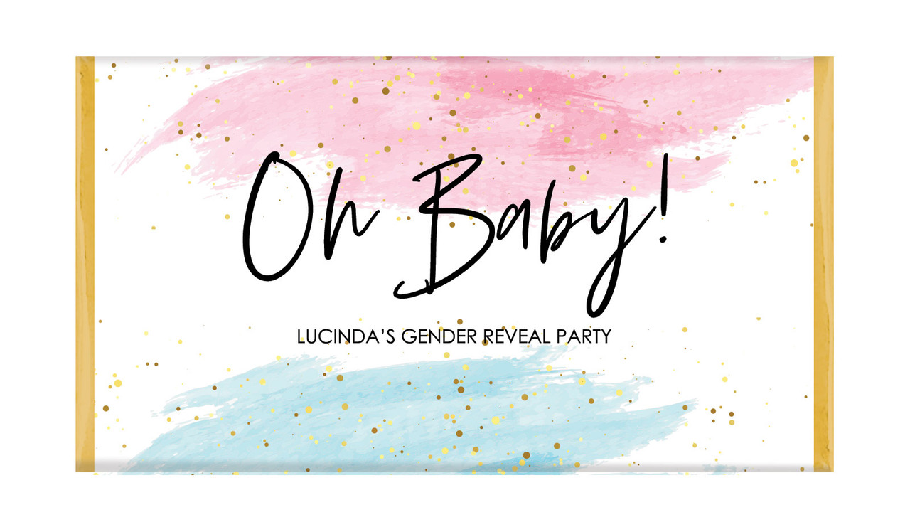 Paint Strokes Gender Reveal Personalised Chocolate Bar