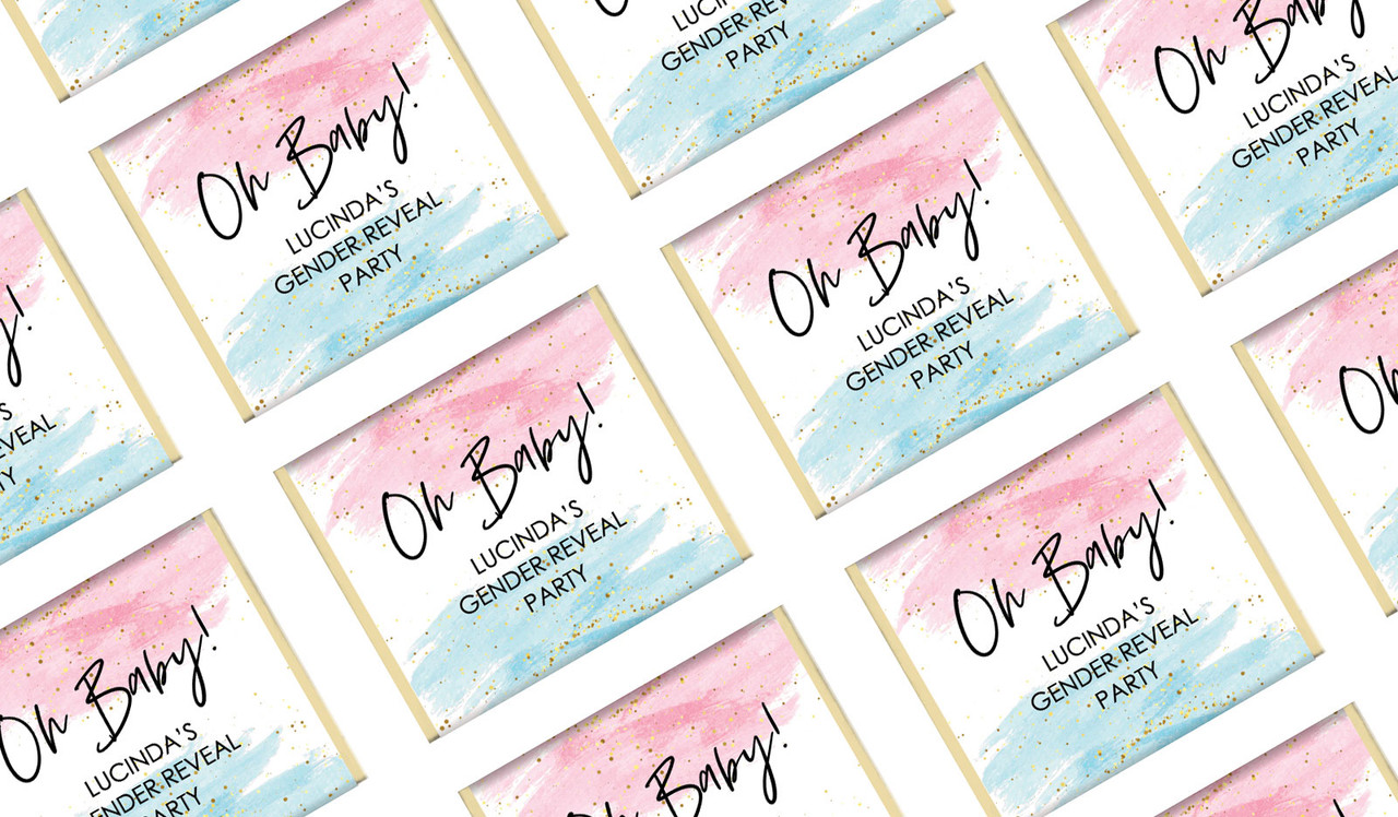 Paint Strokes Gender Reveal Custom Baby Shower Mini Chocolates