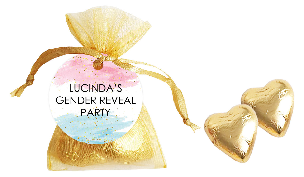 Paint Strokes Gender Reveal Personalised Organza Bag