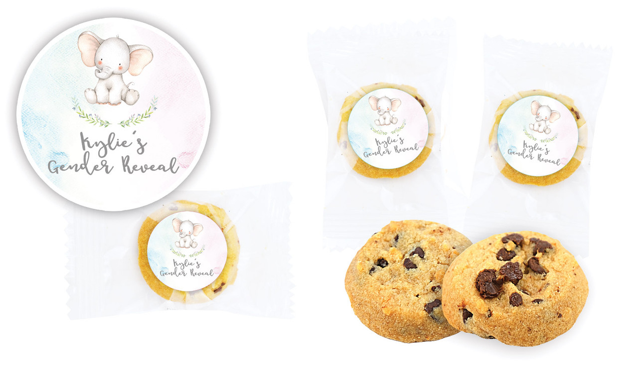 Sitting Elephants Gender Reveal Personalised Bite-Size Cookie 5g