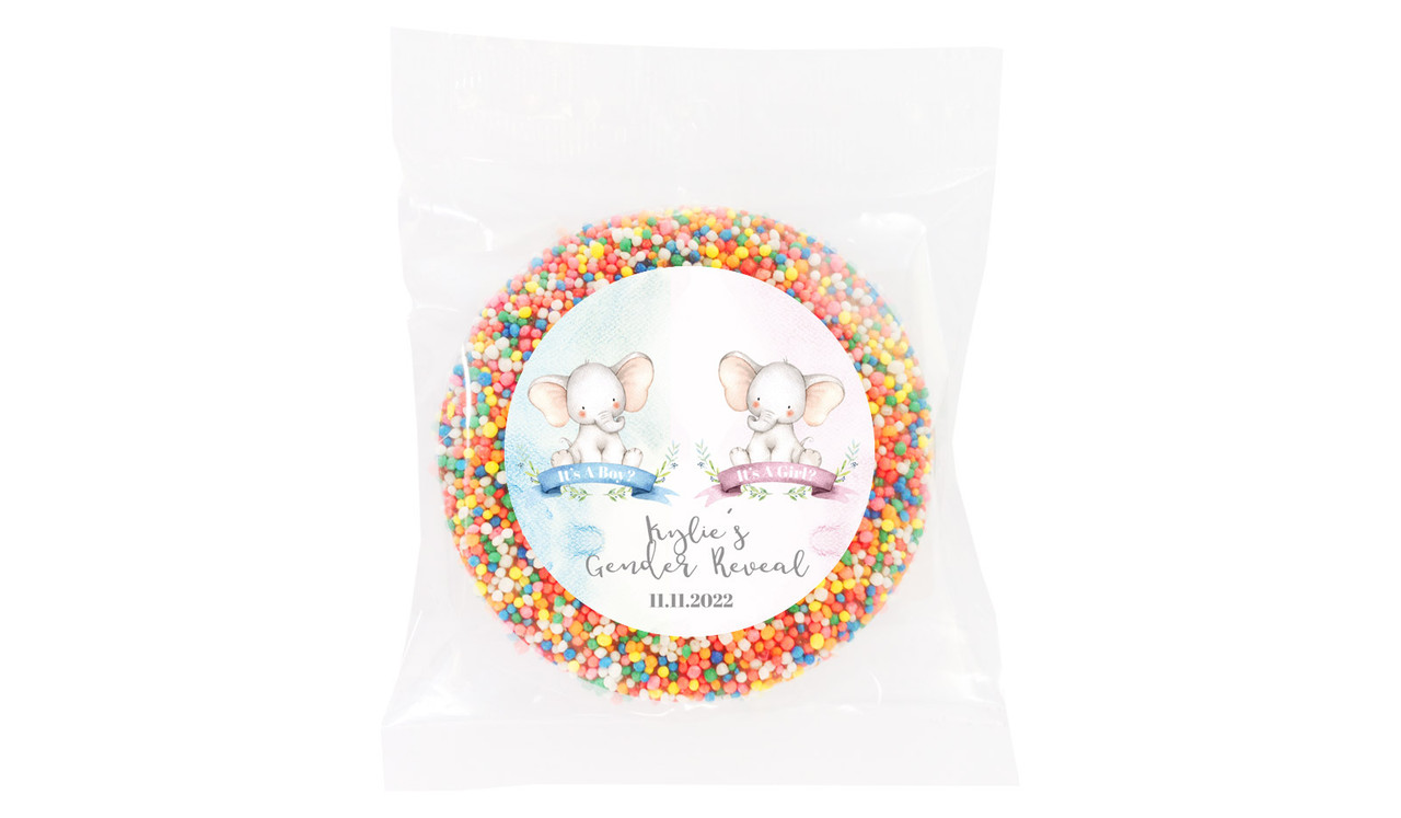 Sitting Elephants Gender Reveal Giant Chocolate Freckle