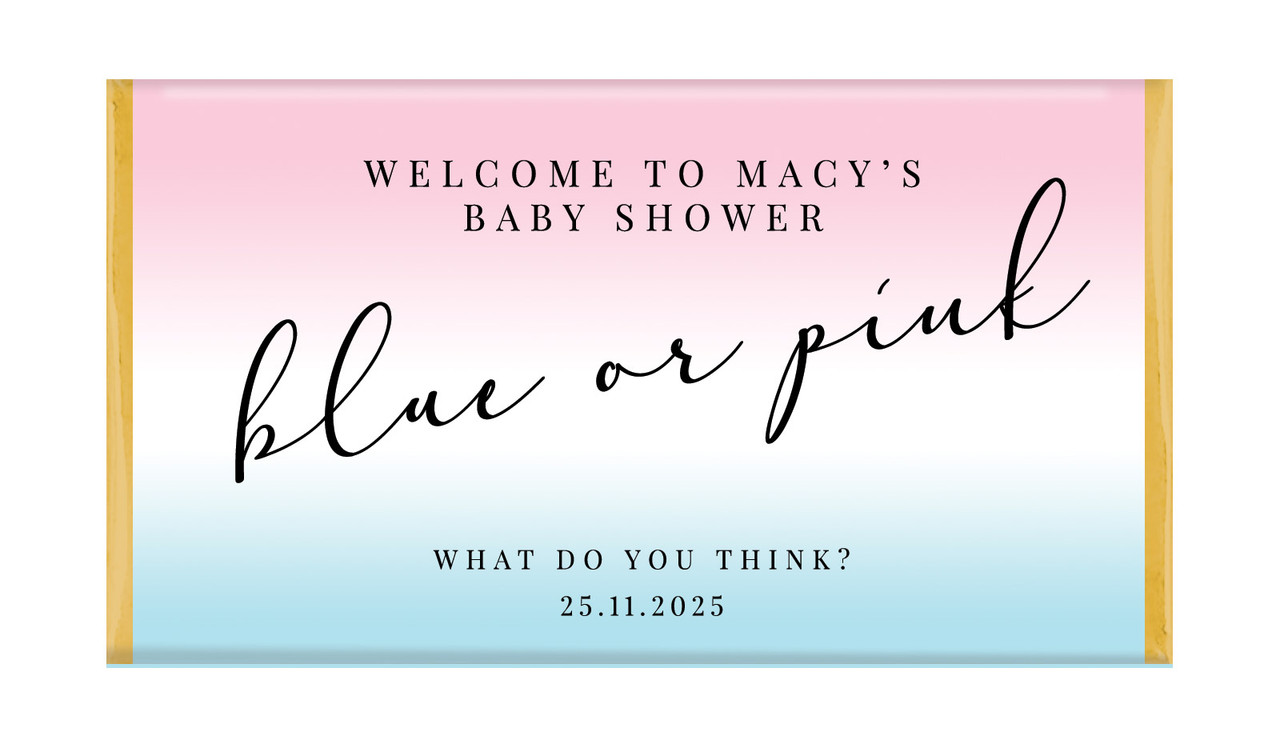 Gradient Gender Reveal Personalised Chocolate Bar