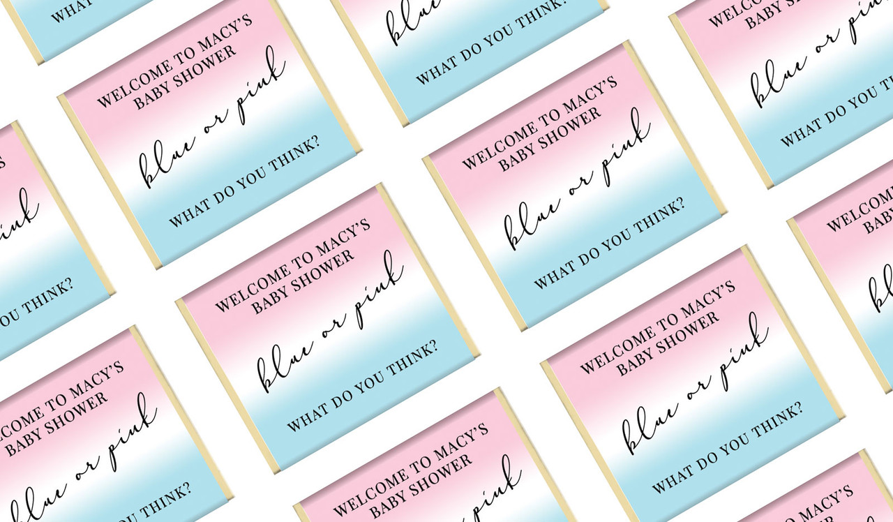 Gradient Gender Reveal Custom Baby Shower Mini Chocolates