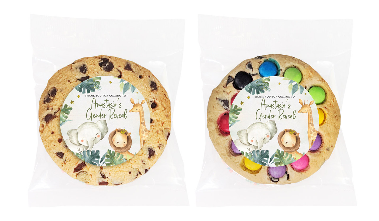Animals On Safari Gender Reveal Personalised Cookie