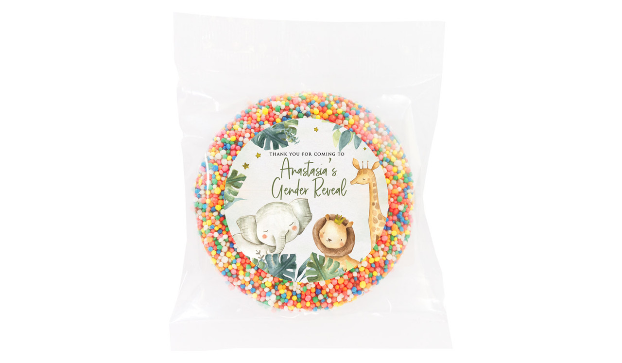 Animals On Safari Gender Reveal Giant Chocolate Freckle