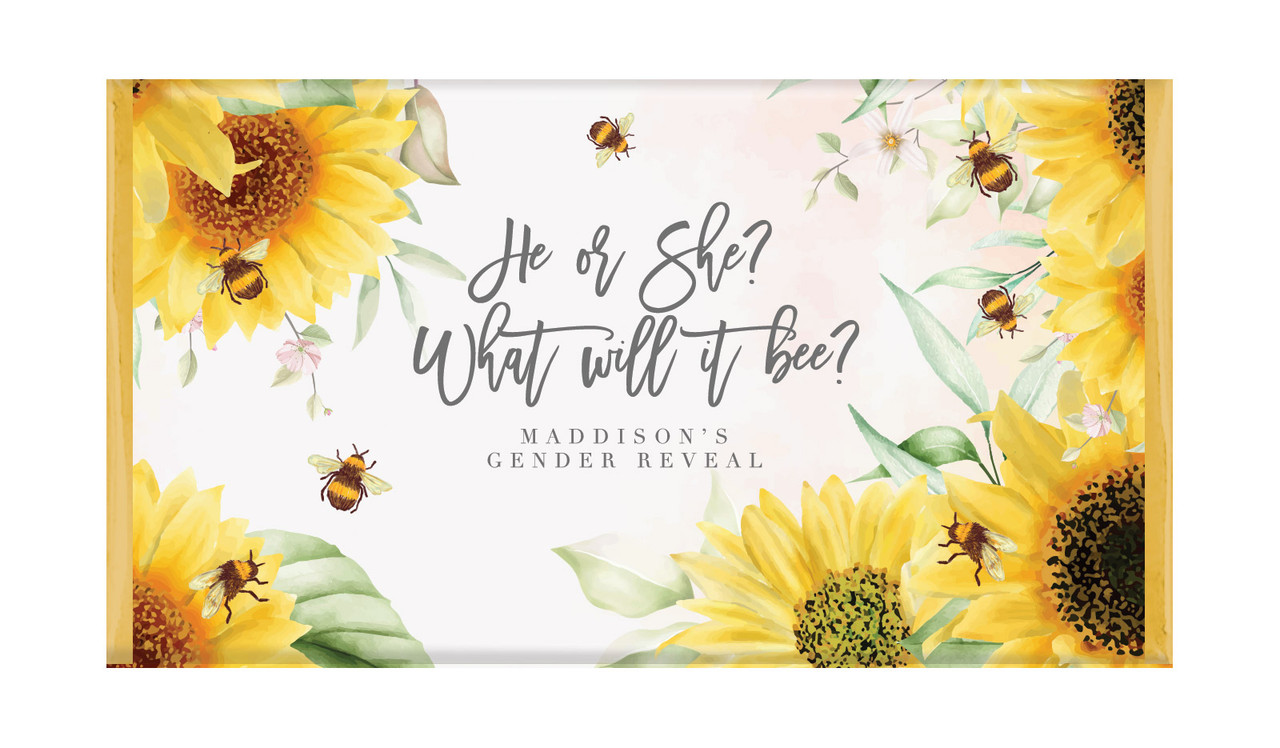 Honey Bee Gender Reveal Personalised Chocolate Bar