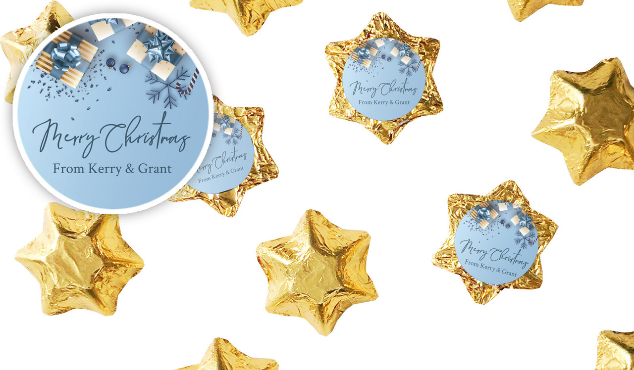 Baby Blue Christmas Personalised Chocolate Stars
