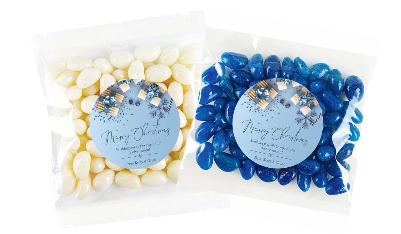 Baby Blue Christmas Personalised Lolly Bag Favour