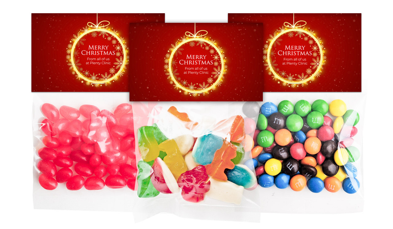 Glowing Bauble Christmas Personalised Lolly Bag With Topper