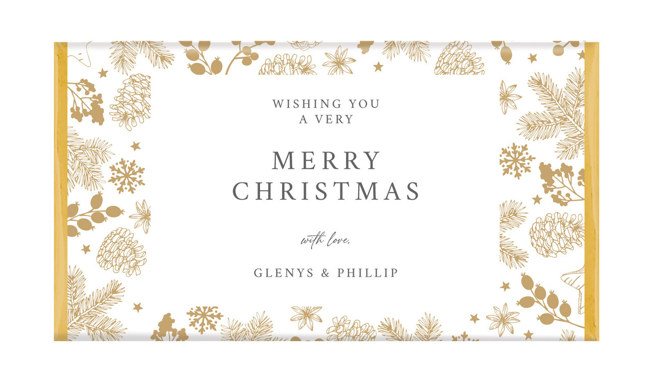 Elegant Underbrush Christmas Personalised Chocolate Bars