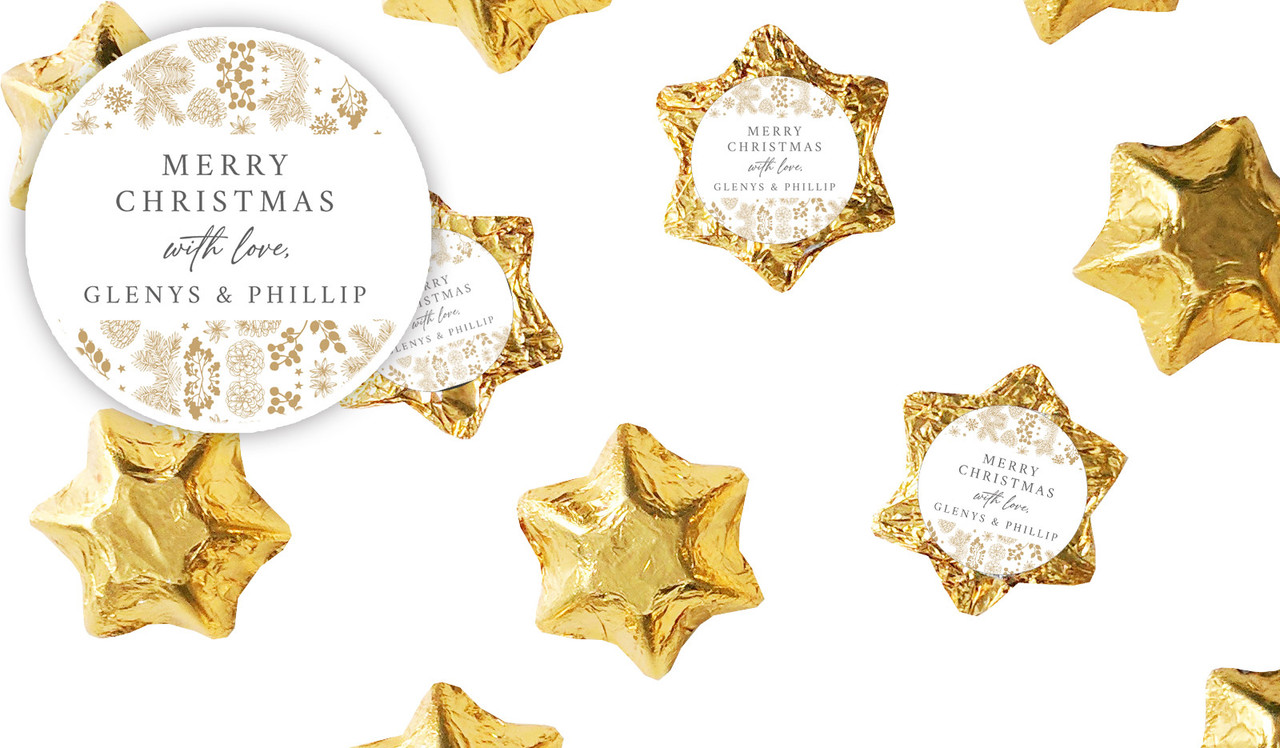 Elegant Underbrush Christmas Personalised Chocolate Stars