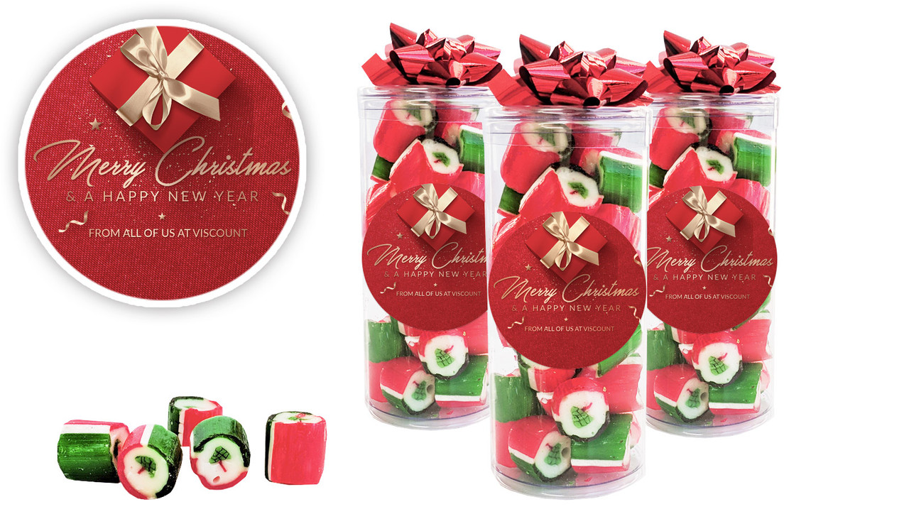 Glossy Gift Red Christmas Personalised Custom Rock Candy Tube