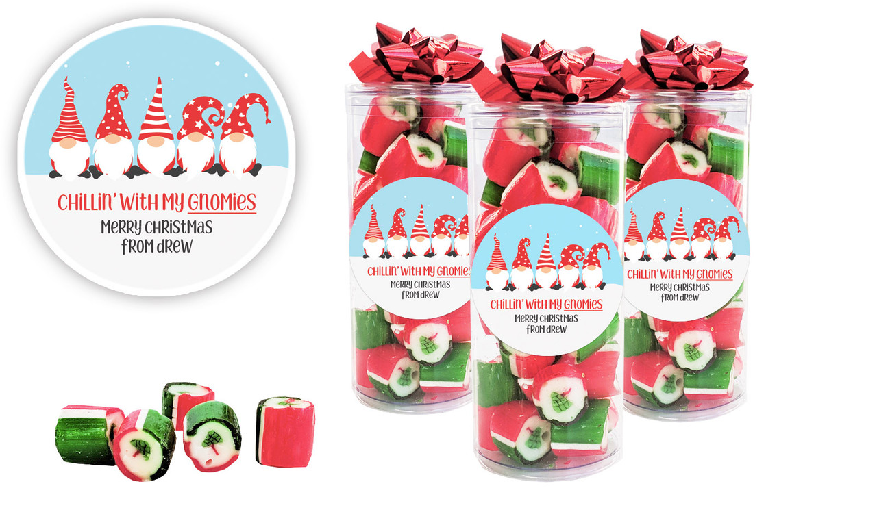 Gnomies Christmas Personalised Custom Rock Candy Tube
