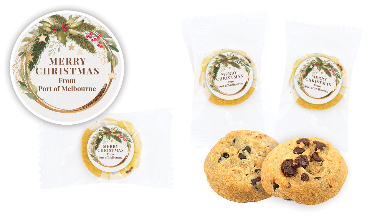 Golden Wreath Christmas Bite-Size Personalised Cookie 5g