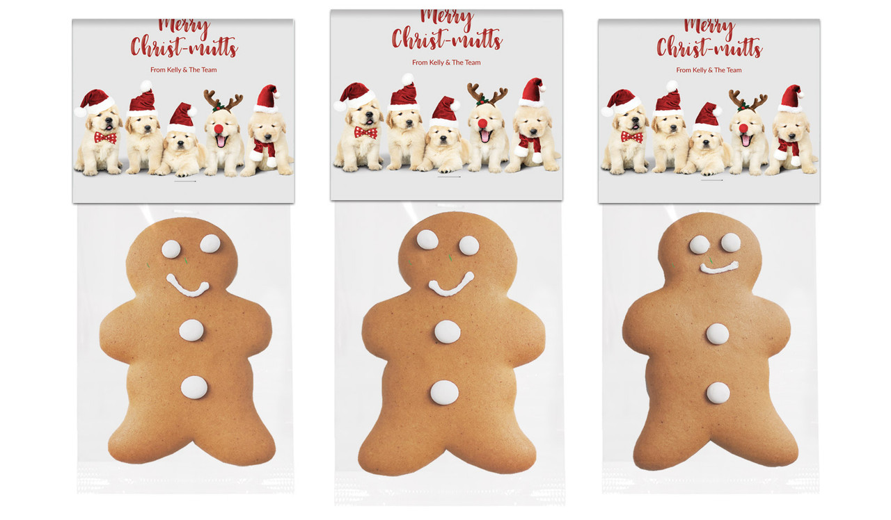 Gorgeous Puppies Christmas Gingerbread Man With Custom Topper