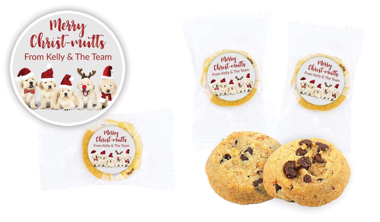 Gorgeous Puppies Christmas Bite-Size Personalised Cookie 5g