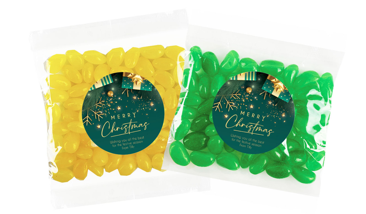 Green And Gold Gifts Christmas Personalised Lolly Bag Favour