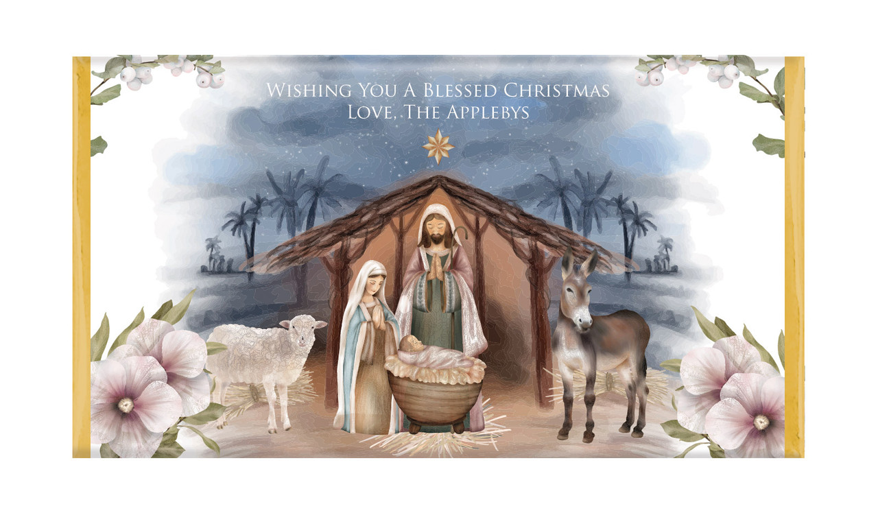Nativity Scene Christmas Personalised Chocolate Bars