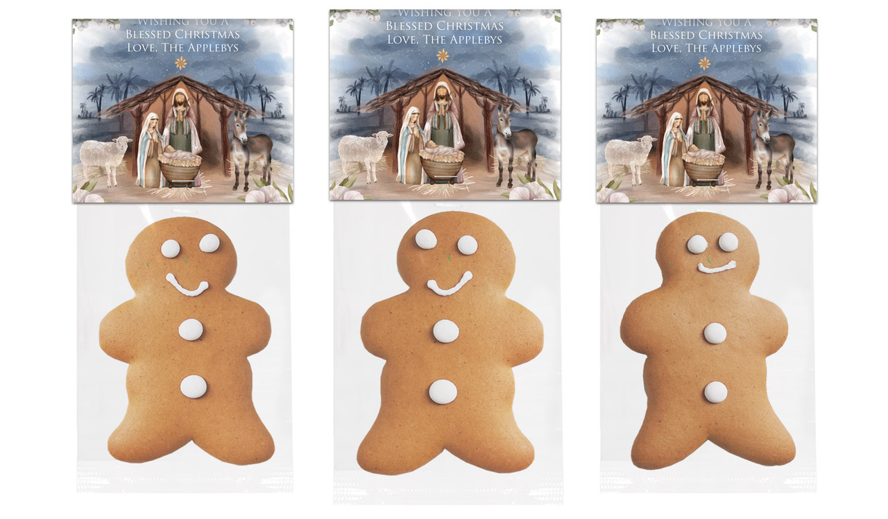 Nativity Scene Christmas Gingerbread Man With Custom Topper